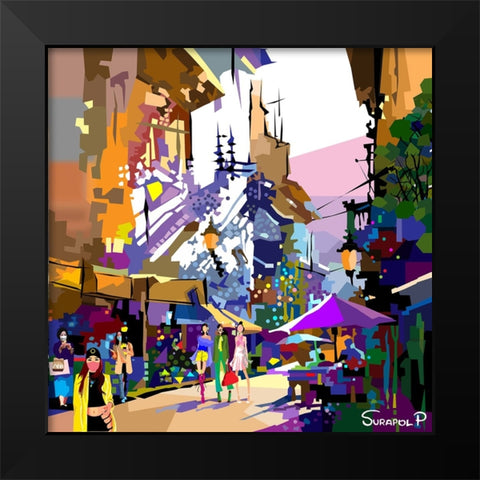 Urban Community Black Modern Wood Framed Art Print by Pansanit, Surapol