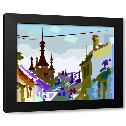 City Of Faith Black Modern Wood Framed Art Print by Pansanit, Surapol