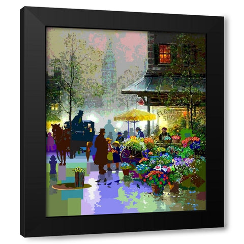 Flower Market Black Modern Wood Framed Art Print with Double Matting by Pansanit, Surapol