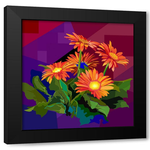 Flower Black Modern Wood Framed Art Print by Pansanit, Surapol