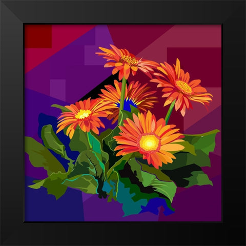 Flower Black Modern Wood Framed Art Print by Pansanit, Surapol