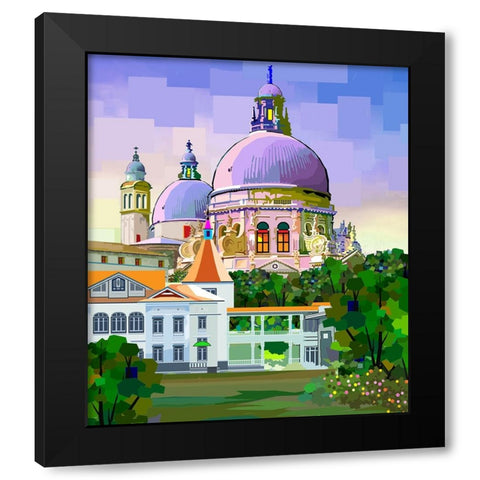 Old Temple Black Modern Wood Framed Art Print with Double Matting by Pansanit, Surapol