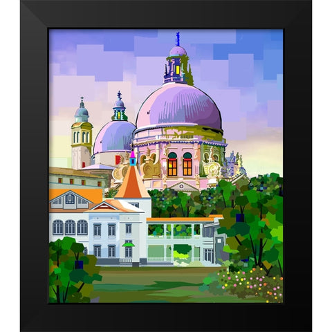 Old Temple Black Modern Wood Framed Art Print by Pansanit, Surapol