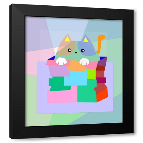 THE CAT 001 Black Modern Wood Framed Art Print with Double Matting by Pansanit, Surapol