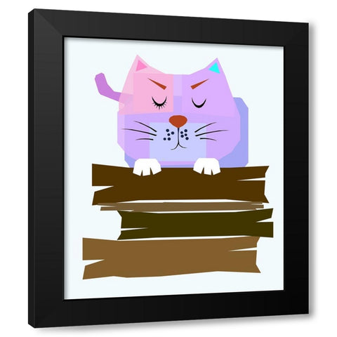 THE CAT 002 Black Modern Wood Framed Art Print by Pansanit, Surapol