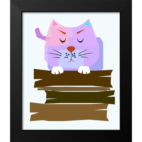 THE CAT 002 Black Modern Wood Framed Art Print by Pansanit, Surapol