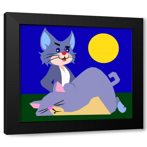 The Cat 004 Black Modern Wood Framed Art Print by Pansanit, Surapol