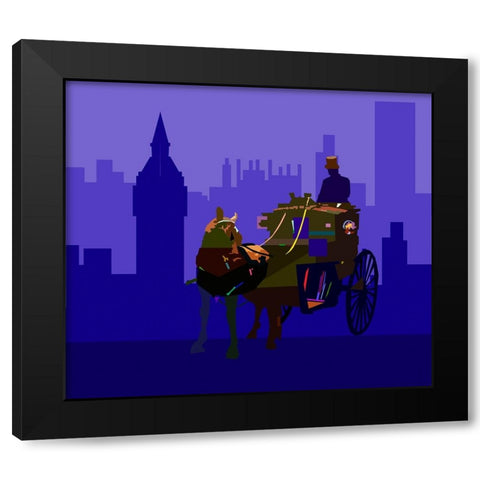 Horse Carriage Black Modern Wood Framed Art Print with Double Matting by Pansanit, Surapol