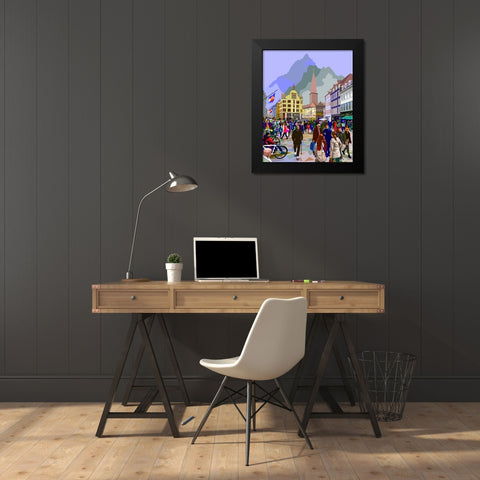 Old Town Travel Black Modern Wood Framed Art Print by Pansanit, Surapol