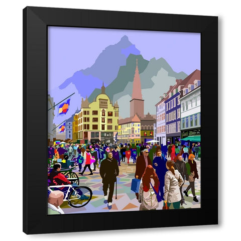 Old Town Travel Black Modern Wood Framed Art Print by Pansanit, Surapol