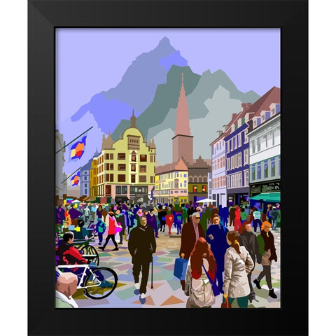 Old Town Travel Black Modern Wood Framed Art Print by Pansanit, Surapol