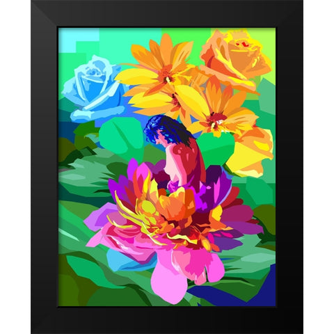 My Flowers No 01 Black Modern Wood Framed Art Print by Pansanit, Surapol