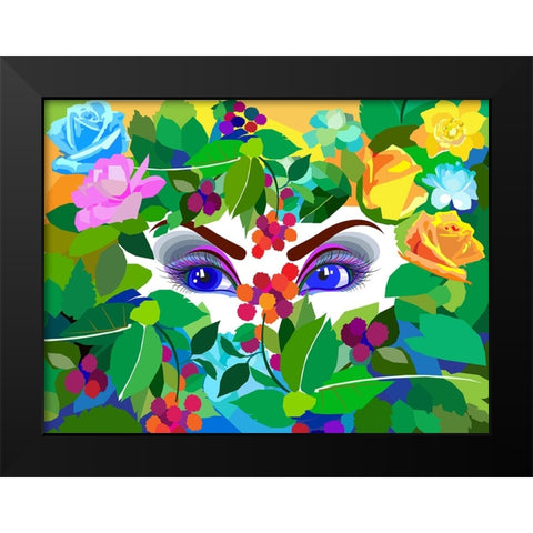 My Flowers - Eyes Black Modern Wood Framed Art Print by Pansanit, Surapol