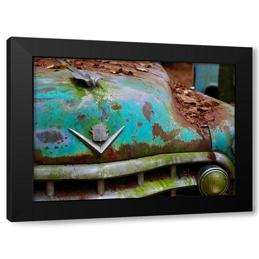 Cadillac Hood Ornament Black Modern Wood Framed Art Print by Susan Vizvary Photography