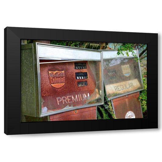 Gas Pumps Black Modern Wood Framed Art Print by Susan Vizvary Photography