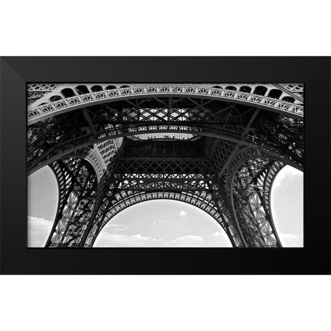 Under Eiffel Black Modern Wood Framed Art Print by Susan Vizvary Photography