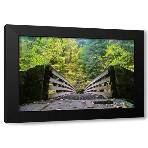 Autums Bridge 2 Black Modern Wood Framed Art Print by Susan Vizvary Photography