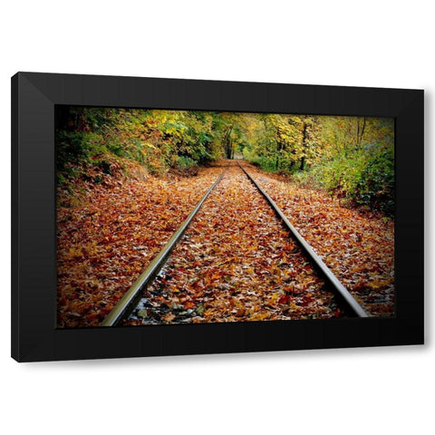 Looking Down the Tracks Black Modern Wood Framed Art Print by Susan Vizvary Photography