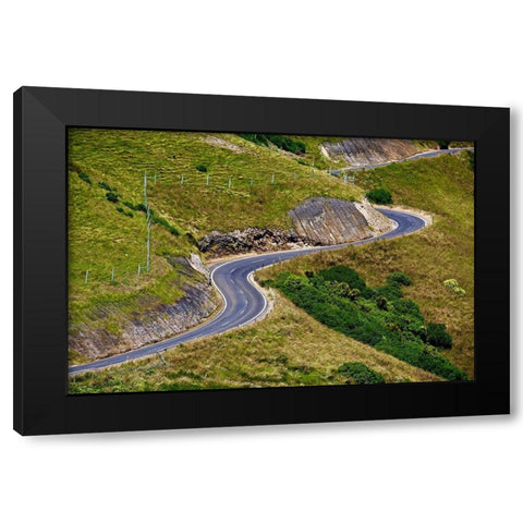 NZ Curved Road Black Modern Wood Framed Art Print by Susan Vizvary Photography