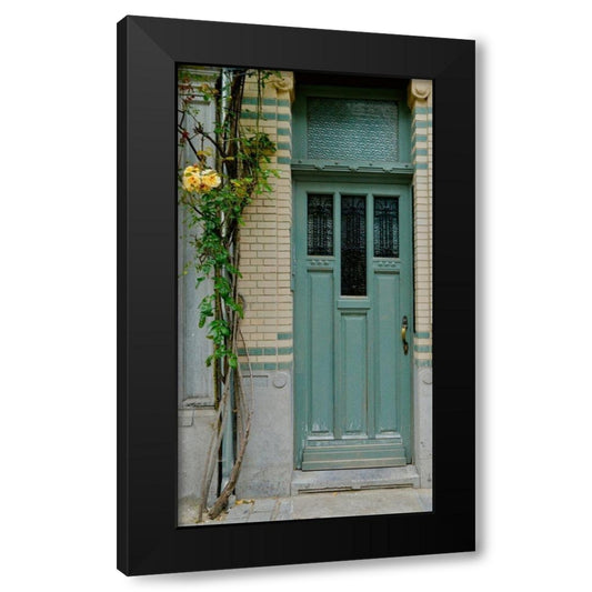 Belgium Green Door Black Modern Wood Framed Art Print by Susan Vizvary Photography