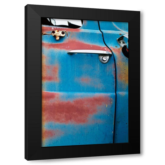 Blue Vintage Car Door1 Black Modern Wood Framed Art Print by Susan Vizvary Photography