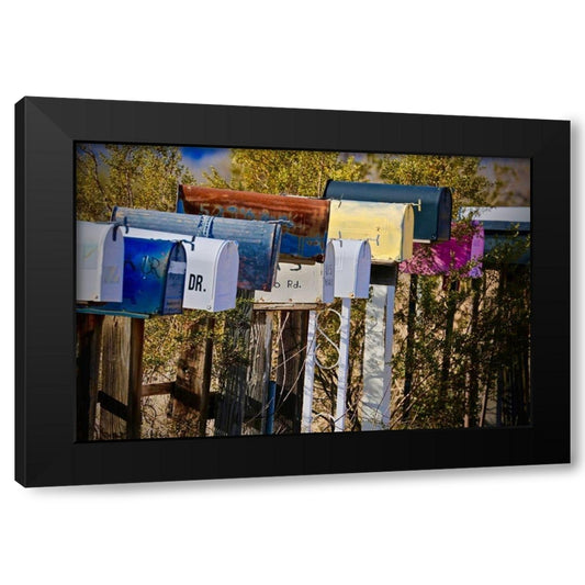 Colorful Route66 Mailboxes Black Modern Wood Framed Art Print by Susan Vizvary Photography