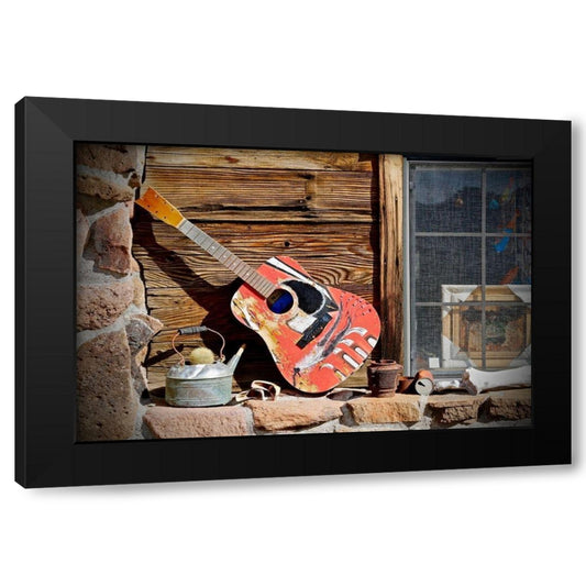 Guitar in the Window Black Modern Wood Framed Art Print by Susan Vizvary Photography