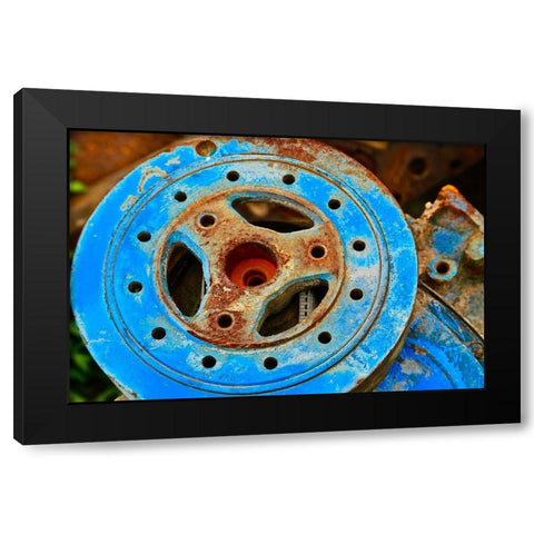 Vintage Blue Car Parts Black Modern Wood Framed Art Print by Susan Vizvary Photography