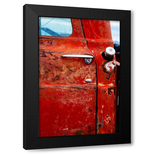 Vintage Red Car Door1 Black Modern Wood Framed Art Print by Susan Vizvary Photography