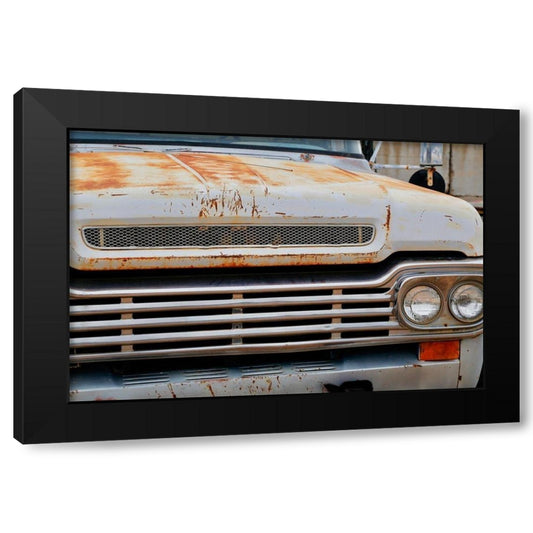 White Ford Grill Black Modern Wood Framed Art Print by Susan Vizvary Photography