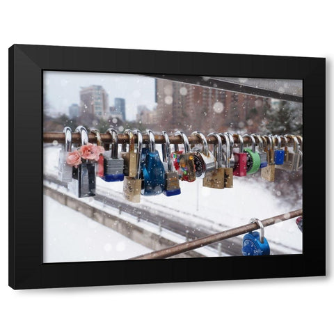 Love Locks Black Modern Wood Framed Art Print by Bonin, Suzanne