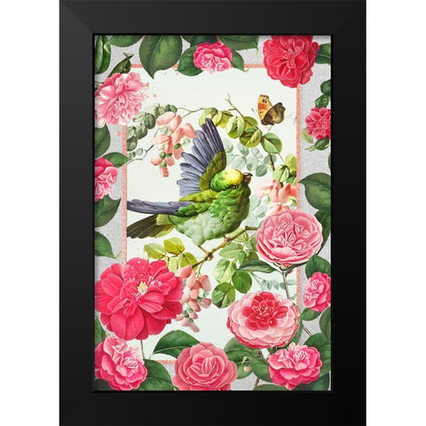 All The Flowers Black Modern Wood Framed Art Print by The Font Diva