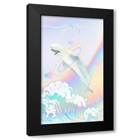 Baby Beluga Black Modern Wood Framed Art Print with Double Matting by The Font Diva