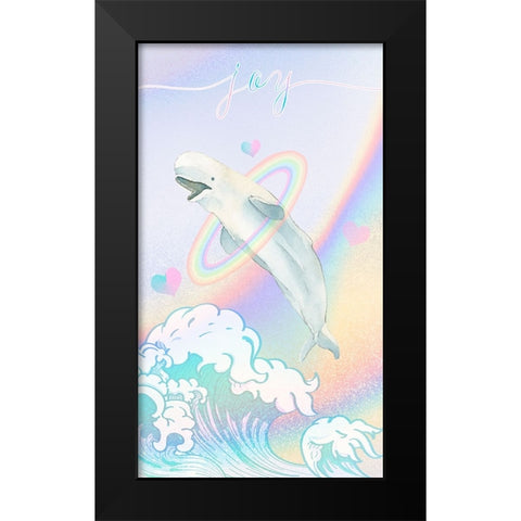 Baby Beluga Black Modern Wood Framed Art Print by The Font Diva