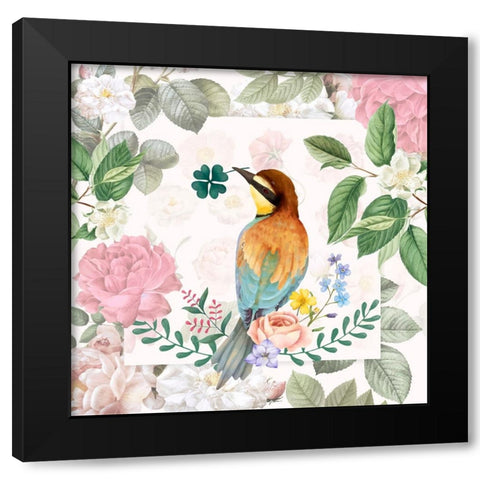Beautiful Birdie Black Modern Wood Framed Art Print by The Font Diva