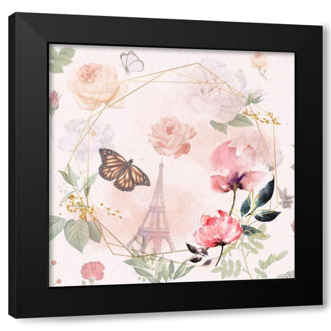 Butterfly Garden Black Modern Wood Framed Art Print with Double Matting by The Font Diva