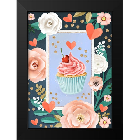 Cherry On Top Black Modern Wood Framed Art Print by The Font Diva