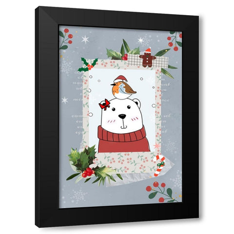 Christmas Bear Black Modern Wood Framed Art Print by The Font Diva