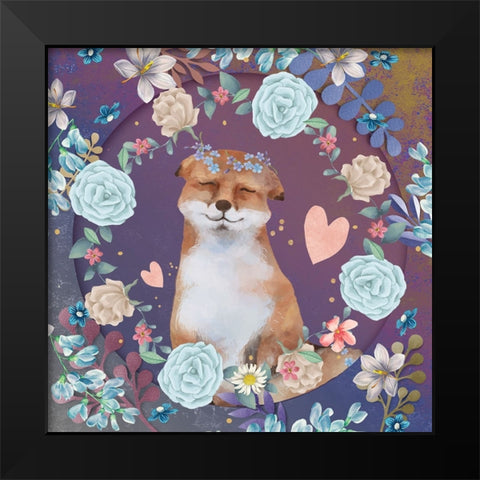 Fantastic Fox Black Modern Wood Framed Art Print by The Font Diva