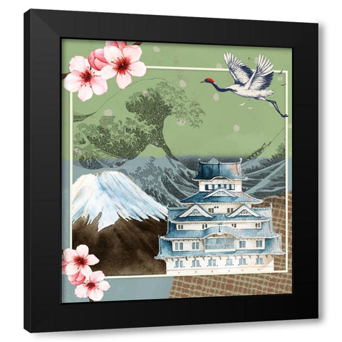 Fuji Fun Black Modern Wood Framed Art Print with Double Matting by The Font Diva