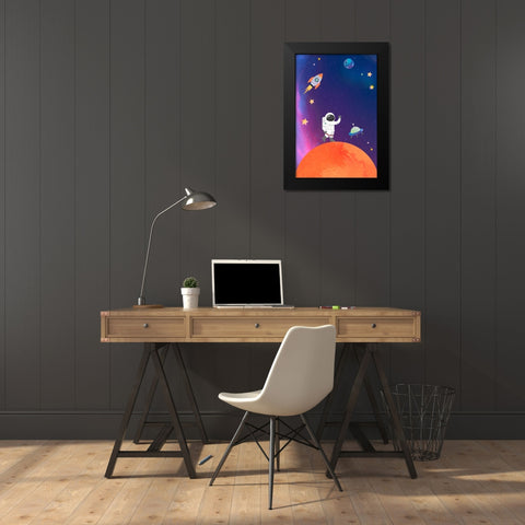 Galaxy Guy Black Modern Wood Framed Art Print by The Font Diva