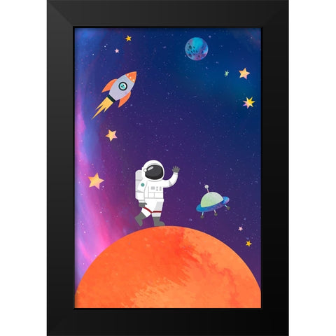 Galaxy Guy Black Modern Wood Framed Art Print by The Font Diva