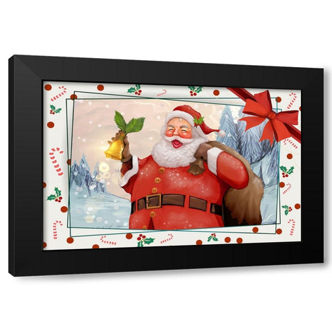 Holly Jolly Christmas Black Modern Wood Framed Art Print by The Font Diva