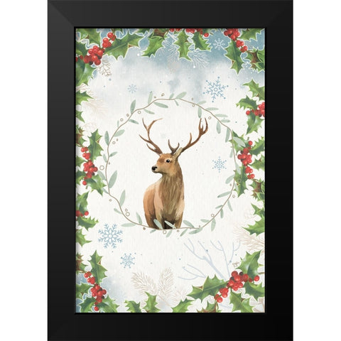 Holly The Reindeer Black Modern Wood Framed Art Print by The Font Diva