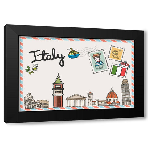 Italy Black Modern Wood Framed Art Print with Double Matting by The Font Diva