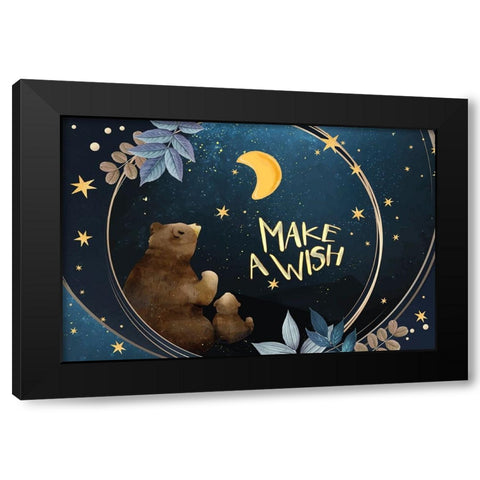 Make A Wish Black Modern Wood Framed Art Print by The Font Diva