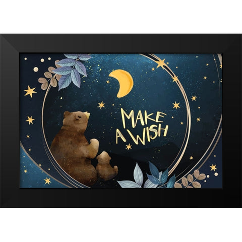Make A Wish Black Modern Wood Framed Art Print by The Font Diva