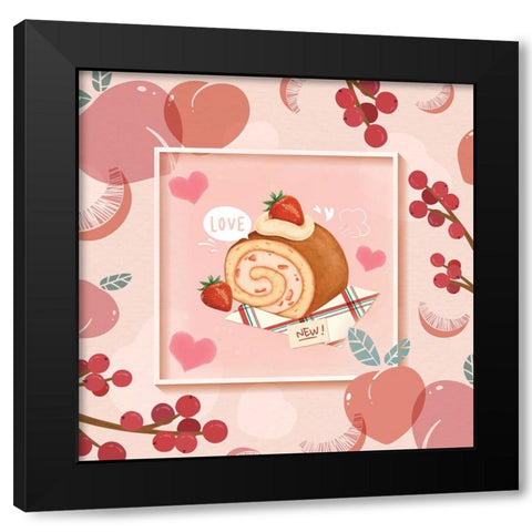 Sweet Shortcake Black Modern Wood Framed Art Print with Double Matting by The Font Diva