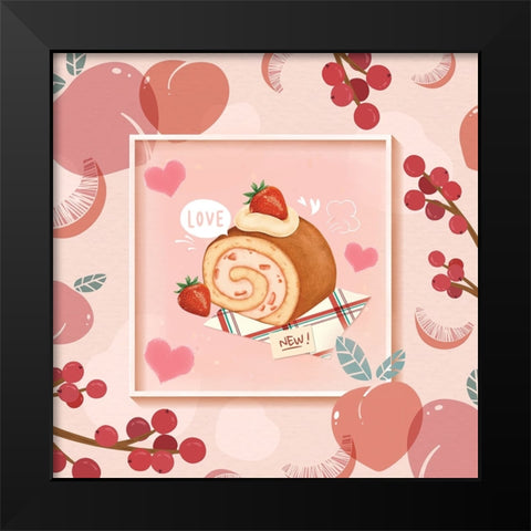 Sweet Shortcake Black Modern Wood Framed Art Print by The Font Diva