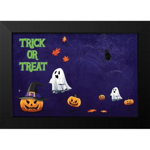 Trick Or Treat Black Modern Wood Framed Art Print by The Font Diva